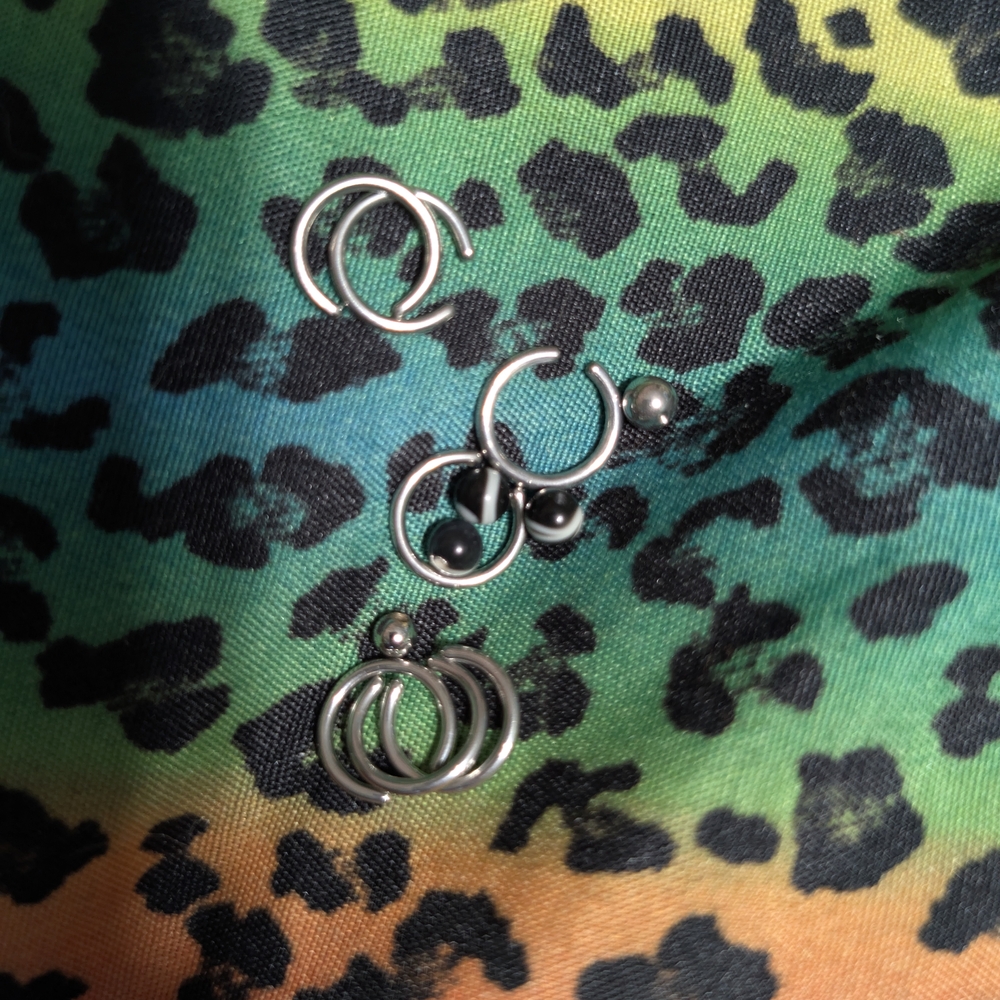 Spencer's Silver Geometric 16 Gauge Earrings Hoops Stainless Steel 316L Balls